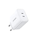 UGREEN USB C Ladegerät 40W 2-Port USB-C Netzteil PD 3.0 Charger doppelt 20W Schnellladegerät kompatibel mit iPhone 16 Pro Max, 15, 14, 13, 12, HomePod Mini, iPad Pro, Watch 9, Galaxy S24, S23, Pixel