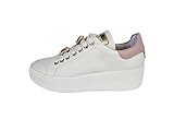 Melinè - Sneaker aus weißem Leder mit lila Details, Weiß, 40 EU