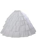 Petticoat Unterröcke Reifrock Rockabilly Rüschen A Linie Lang Vintage für Hochzeit Brautkleid S - Weiß - Gr. S/M