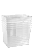 Grizzly Aufbewahrungsboxen 5 x 20 L medium hoch mit Deckel transparent - Klarsichtboxen stapelbar mit Belüftung