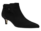 Juliet Holy Damen Stiefeletten mit spitzem Zehenbereich, Kätzchenabsatz, Wildlederimitat, seitlicher Reißverschluss, schwarz, 38.5 EU