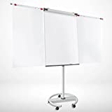 MOB Flipchart Ständer Whiteboard fahrbar mit Rollen Ständer 73x104cm | Höhenverstellbar bis 210cm, Beschreibbar, Trocken abwischbar, magnetisch, Flip Chart mit Magnettafel rollbar & Seitenarmen Shark