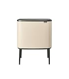 Brabantia - Bo Touch Bin 23+11L - Großer Mülleimer für die Küche - Soft-Touch-Öffnung - Doppelter Mülleimer mit Entnehmbarem Inneneimern - Inklusive Müllbeutel - Soft Beige - 54 x 31 x 68 cm