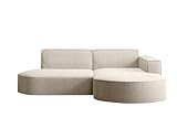 Kaiser Möbel, Ecksofa, Schlafsofa, Sofa Modena Studio Parma, Modern Design Couch, Polsterecke, Freistehend Sofa Wohnzimmer -Stoff Dicker Cord Poso Beige Rechts