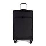 Stratic Mix Koffer Weichschale Reisekoffer Trolley Rollkoffer groß, TSA Kofferschloss, 4 Rollen, Erweiterbar, Größe L, Schwarz