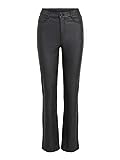 Vila Damen Vicommit Coated Hw Straight Pant-noos Kunstlederhose, Schwarz, XL EU