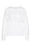 SOCCX Damen Longsleeve mit Logo Prints und verstellbaren Elastiksaum Opticwhite XL