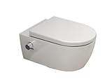 SSWW | Dusch-WC inkl. Softclose Toilettensitz, spülrandlose Taharet Toilette, Toilette mit Bidet-Funktion | 54,5 cm lang | Warm-Kalt-Mischer