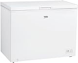 Beko CF316EWN Gefriertruhe, Kühltruhe, 308 l Nutzvolumen, 1 Gefriergutkorb, Temperaturalarm, Transportrollen, LED-Anzeigesystem, 40 db(A), in unbeheizten Räumen nutzbar, Weiß