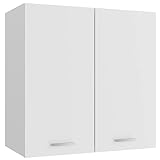 vidaXL Hängeschrank 2 Regalböden Küche Schrank Einbauküche Küchenzeile Küchenmöbel Oberschrank Küchenschrank Weiß 60x31x60cm Holzwerkstoff