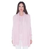 cashmere 4 U 100% Kaschmir Loose Fit Lang Strickjacke für Damen M, Givre Pink (New)