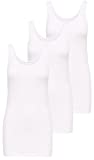 ONLY 3er Pack Damen Basic Tops Tank Top weiß lang 15201465 (M, Weiß (White))