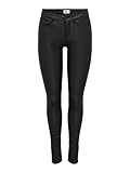 ONLY Damen Beschichtete Skinny Fit Jeans | PU Kunstleder Hose | Coated Mid Rise Stretchy Pants ONLANNE, Farben:Schwarz, Größe:XL / 32L, Z-Länge:L32