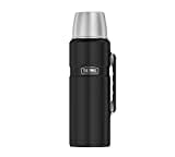 THERMOS STAINLESS KING BEVERAGE BOTTLE 1,2l, black mat, Thermosflasche aus Edelstahl mit Trinkbecher, 12 h heiß / 24 h kalt, Isolierflasche mit Becher, spülmaschinenfest, frei von BPA