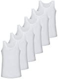 LOREZA ® 6 Pack Jungen Unterhemden 100% Baumwolle (116-122 (6-7Jahre), 6er Pack)