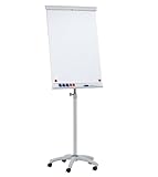 FRANKEN Flipchart, Beschreibbar, Magnetisch, Mobil, Mit Rollen, Whiteboard mit Ständer, Papierhalterung und Stifteablage, 68 x 105 cm, X-tra!Line Mobil, EL-FC31