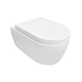 Design Hänge-WC NEG Uno11RL spülrandlos & spritzfrei Nano-Versiegelung Duroplast Soft-Close-Deckel abnehmbar Quick-Release Quick-Fix Montage-System, Keramik, Beschichtet, Weiß