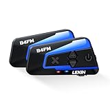 LEXIN B4FM Motorrad Bluetooth Headset, Helm Intercom, Kommunikationssystem für bis zu 10 Motorräder mit 2000m Reichweite, Motorradhelm Gegensprechanlage mit Musikteilen Funktion Doppelpack