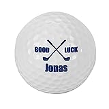 Herz & Heim® Golfball mit Namen personalisert / 3er Pack/Golf-Geschenk Good Luck