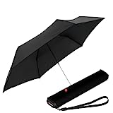 Knirps Taschenschirm Ultra US.050 Slim Manual – Ultra leicht und flach – Sturmfest – Windproof – 21 cm – Schwarz