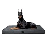 HMTOPE Orthopädisches Hundebett, 10cm Dicke Hundekissen für Grosse Hunde, Abnehmbar und Waschbar Hundematte, rutschfeste Unterseite, Wasserdichtes Innenfutter, 120 cm, Dunkelgrau