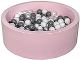 Velinda Bällebad Ballpool Kugelbad Bällchenbad Bällchenpool Kinder-Pool+300 Bällen rosa (Farbe der Bälle: weiß, perlweiß, grau)