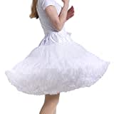 Damen Pluffy Tutu Rock Elastische Taille Tüll Tutu Rock Flauschige Prinzessin Ballett Tanzen Unterrock - Wei� - Einheitsgröße