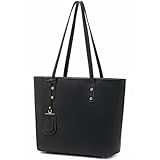 MORGLOVE Damen Handtaschen Weiches Leder Große Tote Taschen Große Kapazität Damen Schule Arbeit Taschen mit Reißverschluss, Schwarz , Minimal