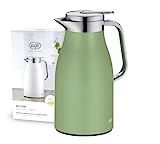 alfi Skyline 1,0l, Celadon Green mat, Edelstahl-Isolierkanne mit hygienischem Hartglaseinsatz, Drehverschluss mit bequemer Drucktaste, ergonomischer Griff, mit Einer Hand, ideal als Teekanne