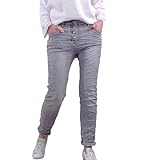 Karostar Damen Stretch Jeans| Boyfriend Hose mit Knopfleiste| Mid Rise 5 Pocket (as3, Alpha, 4X_l, Regular, Regular, Antique Grey)