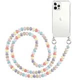 Pnakqil Handykette mit Perlenkette für Apple iPhone 12/12 Pro 6.1" Hülle Schultergurt mit Band zum Umh?ngen Schnur Handyhülle Kette Handy Umh?ngeband Transparent TPU Silikon Case,Herz