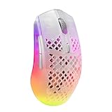 SteelSeries Aerox 3 Wireless - RGB Gaming-Mouse mit Öffnungen in der Oberfläche - Federleichtes, wasserabweisendes Design - Optischer TrueMove Air-Sensor mit 18.000 DPI - Ghost