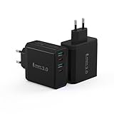 USB C Ladegerät 2er-Pack, 50W Schnellladegerät 4 Port USBC Netzteil Mehrfach mit PD 25W und QC 18W, Handy Adapter Ladeadapter Ladestecker Stecker für iPhone 15 Pro Max 14 Plus 13 12 11 SE XR XS 8