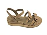 ELVIO ZANON EL0106X Damen-Sandalen, Leder, bequem, - Taupe - Größe: 37 EU