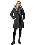 Navahoo Winterjacke Damen Designer Winter Jacke lang Mantel mit hohem Kragen B970 [B970-Snowel-Schwarz-Gr.XXL]