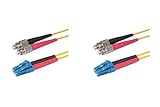 SpeedyFiberTX Glasfaserkabel LC/UPC auf FC/APC Patchkabel, 2er-Pack, 25m, Rote und schwarze Stecker, Corning SMF-28 Ultra Singlemode 9/125um Glasfaser, Duplex LSZH Kabelmantel Gelb