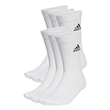 adidas Unisex Cushioned Sportswear Crew Socks 6 Pairs, White / Black, 43-45