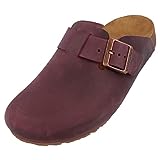 HAFLINGER Porto Eleganter Clog aus Leder mit Gummisohle und Kork Latex Fußbett Hausschuh Unisex Bordeaux (703), Gr. 42