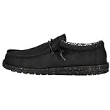 HEYDUDE - Wally Canvas Herren - Slip on Schuhe - Mokassin Stil, Black/Black, 43 EU