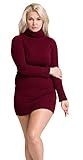 cashmere 4 U Damen Rollkragenkleid aus 100 % Kaschmir, Pullover-Stil - Rot - Klein