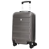 Aerolite 55x35x20cm Handgepäck Trolley Koffer Hartschale 34L ABS Leichter Bordgepäck Gepäck mit 4 Rollen für Ryanair, easyJet, Lufthansa, und viele mehr mit 5 Jahre Garantie, Charcoal