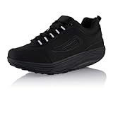 Fusskleidung® Damen Herren Sneaker Abrollsohle Sportschuhe leichte Gesundheitsschuhe Schwarz Silber Schwarz EU 38