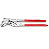 KNIPEX Zangenschlüssel, verchromt, 400 mm, greift stufenlos bis 68 mm, Feinverstellung per Knopfdruck, Schraubenschlüssel, Armaturenzange, 86 03 400