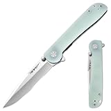 TONIFE Guidingstar Klappmesser mit Taschenclip, Rutschfeste EDC Einhandmesser, 8Cr14MoV Klinge und G10 Griff für Outdoor Camping Messer (Transparent Cyan + Satin)