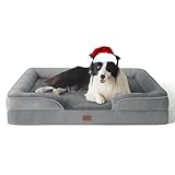 BEDSURE orthopädisches Hundebett Ergonomisches Hundesofa - 89x63 cm Hundecouch mit eierförmiger Kistenschaum für mittlere Hunde, waschbar rutschfest Hundebetten, grau