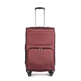 Stratic Bendigo Light + Koffer Weichschale Reisekoffer Trolley Rollkoffer mittelgroß, TSA Kofferschloss, 4 Rollen, Erweiterbar, Größe M, Redwine