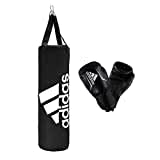 adidas Unisex Jugend Youth Boxing Boxset, Schwarz, Boxsack: 75 x 30 cm - Boxhandschuhe 8 oz EU