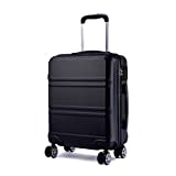 KONO Handgepäck Koffer Trolleys 55cm Leicht Hartschalenkoffer Reisekoffer mit 4 Rollen und TSA Schloss, 55x40x22cm, 39Liter, Zwillingsrollen Rollkoffer, ABS Hartschale (Schwarz, M)