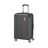 travelite Hartschalenkoffer mittelgroß, erweiterbar, 4 Rollen, CITY, Trolley mit kratzfester Oberfläche, TSA Schloss, Dehnfalte, 68 cm, 78 - 86 Liter