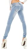 Trendstylez Damen Slim Fit Stretch Röhren Skinny Middle Waist Push Up Jeans in Light Blue J4414 Größe 36